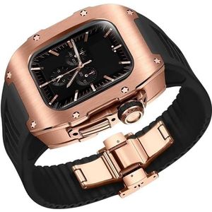 VELORE Titanium horlogekast en fluor rubberen horlogeband mod kit, voor Apple Watch SE 6 7 8 40 mm 41 mm vervangende cover band Iwatch doe-het-zelf sport rubberen horlogeband, 40MM, agaat