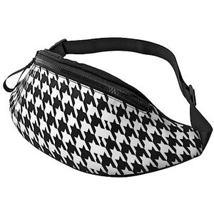 Gradient Blue Denim Fanny Pack voor mannen vrouwen, modieuze verstelbare crossbody heuptas, voor reizen sport wandelen, Houndstooth Zwart, Eén maat