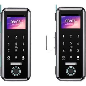 Slim slot Vingerafdruk Deurslot for Glas Houten Metalen Deur Geen Beperkte Smart Home WeChat APP Controle Schuifdeur Smart Toetsenbord Gate opener(F13 Wooden Door)