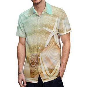 Seashells And Sea Starfishes Hawaiiaanse shirts voor heren, korte mouwen, casual overhemd met knopen, vakantie, strandshirts, XS