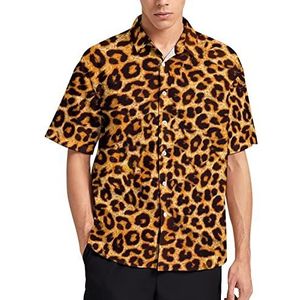 Animal Leopard Print Mannen Korte Mouw T-Shirt Causale Button Down Zomer Strand Top Met Zak