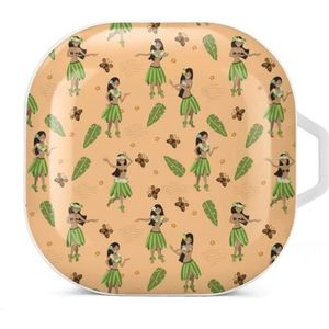 Hawaiiaanse meisjes patroon oordopjes hoesje compatibel met Samsung harde shell beschermhoes wit stijl