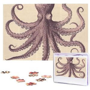 KHiry Puzzels 1000 stuks gepersonaliseerde legpuzzels vintage octopus foto puzzel uitdagende foto puzzel voor volwassenen Personaliz Jigsaw met opbergtas (74,9 cm x 50 cm)
