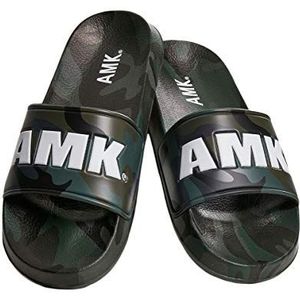 AMK Unisex badslippers voor mannen en vrouwen in camouflagelook, pantoffels verkrijgbaar in 5 kleurvarianten, maten 36-46, meerkleurig donkergroen camo 01741, 36 EU