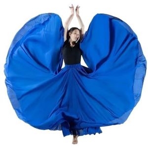Flamencorok for vrouwen, 720 graden, volle cirkelvormige swingrok, Spaans danskostuum, volwassen, vloeiende, geplooide gelaagde rok for optredens, Halloweenfeest, rode krijtthema-outfit(Navy blue_S)