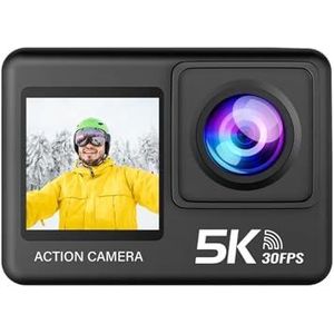 Actiecamera, Action Camera 5K Touch Dual Screen Zoom WiFi 170° Webcam Draadloze microfoon 30M Waterdichte Sportcamera,voor fietsen, motorfietsen