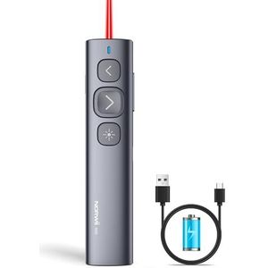 Norwii N95 Presentatieklikker, PowerPointklikker voor presentatie op afstand, oplaadbare draadloze presentatoraanwijzer, Slide Clicker voor laptop/e-boek in klaslokaal, auditorium, kerk (Rood, USB-A)