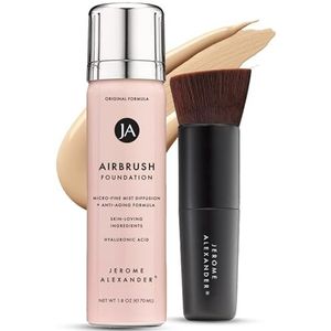 Magic Minerals AirBrush Foundation 2-delige set by Jerome Alexander – Inclusief Foundation Kwast - Make-up met een natuurlijke dekking - Light Medium