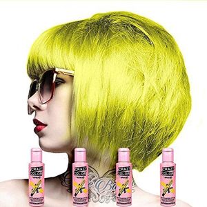 4 x Crazy Color Renbow semi-permanent haarkleurcrème verf 100 ml doos vierkanary geel