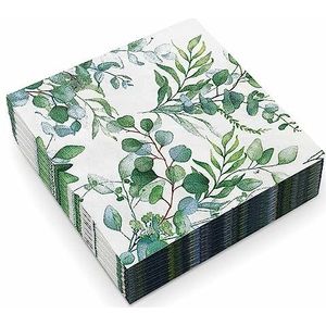 Servetten eucalyptus groen, servetten bruiloft groen, 80 stuks servetten groen, bruiloft servetten 33 x 33 cm, eucalyptus servetten
