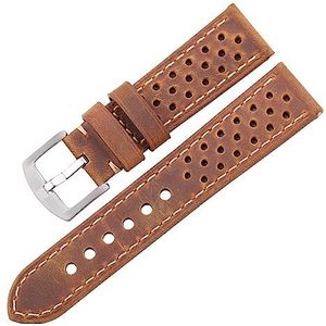 Koe Lederen Horlogeband 20 Mm 22 Mm 24 Mm Echt Leer Vintage Horlogeband Riem Compatibel Met Samsung Galaxy Horlogeband Zwart Geel Groen (Color : Brown Silver Clasp, Size : 22mm)