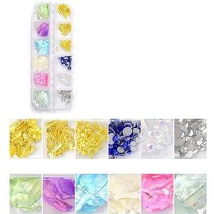 1 doos onregelmatige schelp nagelbedels natuurlijke abalone-schelp nagelkunst vlokken 3D decor plakjes kleine grind ontwerp vlokken steen-PH035