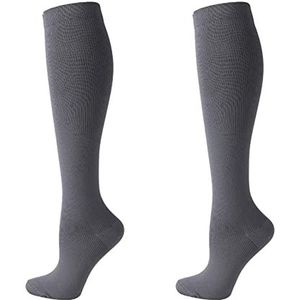 Cheeroyal (2 paar) Compressiesokken voor mannen en vrouwen Flight Socks Compressiekousen Running Sokken voor hardlopen, Shin Splints, Flight Travel-Boost Stamina, Circulatie en Herstel (S-M, Donkergrijs)