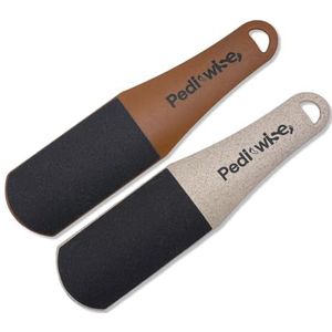 PEDI-WISE Dubbelzijdige voetvijl, extra groot, professioneel voetrek voor harde huidverwijdering, concaaf/convexe vorm voor maximale efficiëntie, aanbevolen door podologen - Twin Pack