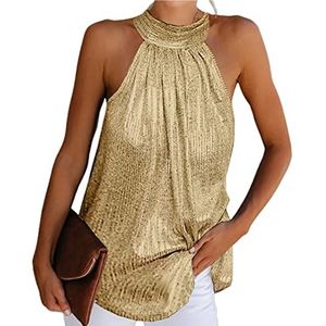 Vrouwen Tops Shirts Off Shoulder Geplooid Losse Pullover T-shirt Dame Mouwloos Halter Vest Dames Kleding
