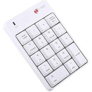 Draadloos numeriek toetsenblok, numeriek toetsenblok met 18 toetsen, 2,4 G 10 meter minitoetsenbord voor de meeste computers. (Wit)