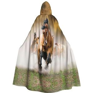 EdWal Paardenprint Hooded Robe, Unisex Volwassenen Hooded Mantel, Carnaval Cape voor Halloween Cosplay Kostuums