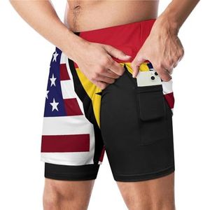 Verenigde Staten En Ghana Vlag Grappige Zwembroek met Compressie Liner & Pocket Voor Mannen Board Zwemmen Sport Shorts