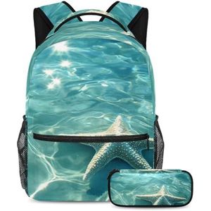 KengjuTesu 2-delige rugzakset jongens en meisjes, waterverfpaarse schooltas met grote capaciteit, schooltas met etui, perfecte dagrugzak voor studenten, tieners, reizen en wandelen, Multi kleuren 7