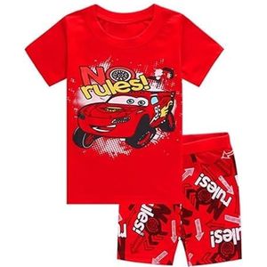 Cartoon pyjamaset for heren en dames, katoenen pyjama met korte mouwen, zomerpyjama, pyjama pyjamabroek (Color : Gold, Size : 5T)