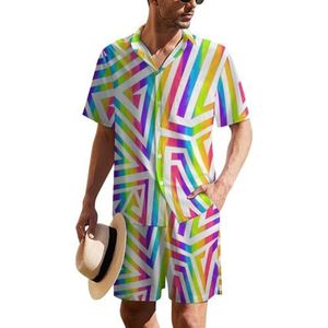 Regenboog spiraal patroon heren Hawaiiaanse pak set 2-delig strand outfit korte mouw shirt en shorts bijpassende set