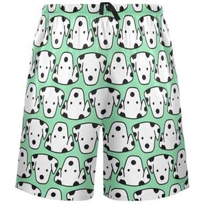 LI ZHI XIN Herenpyjamabroek, korte pyjamabroek, zomer casual shorts, elastische taille met trekkoord, rechte losse pasvorm met 2 zakken, S-XXL schattige hond cartoon patroon groen, Meerkleurig, S