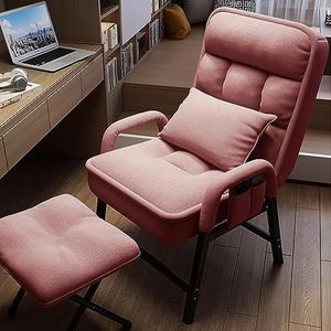 Vrije tijd stoel fauteuil met Ottomaanse, comfortabele lounge stoel fauteuil met taillekussen en metalen poten, voor woonkamer slaapkamer
