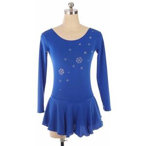 UPPJPBSW Meisjesschaatsjurk Met Sneeuwvlokrhinestones, Lange Mouwen, Schaatscompetitiejurk Voor Beoordelingsexamens, Ritmische Gymnastiek Voor Vrouwen,Sapphire blue,L