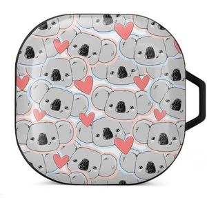 Koala en hart patroon oordopjes hoesje compatibel met Samsung hard shell beschermhoes zwart stijl