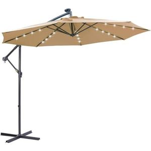 Parasol Terras Parasol Tuin Solar LED-patio Buitenparaplu Hangende Cantileverparaplu Offsetparaplu Gemakkelijk Te Openen Met LED-verlichting Parasol Balkon Parasol Strand