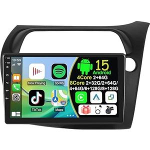 Draadloze Autoradio Android 15 voor Honda Civic 2006-2010 met draadloze carplay en Android Auto Bluetooth USB Wifi 4G GPS Navigatie(S-6(8G+128G))
