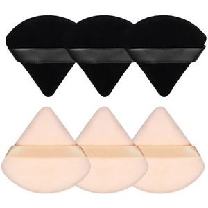 2 Stuks Driehoek Poederdons Gezicht Make-Up Spons Zachte Cosmetische Bladerdeeg Blender Beauty Foundation Spons Make Up Accessoires (Color : 6pcs-SkinBlack)
