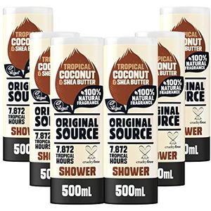 Original Source Kokos en Shea Butter Douchegel met 100% natuurlijke geur, grote veganistische douchegel, parabenenvrije Body Shower Wash, Multipack van 6 x 500 ml