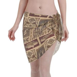 Moose Bear Deer Print Elegant Beach Wrap, Bikini Cover Up, Badmode Jurk voor Vrouwen, Perfect voor Zwembad en Resort Zwart, Zwart, one size