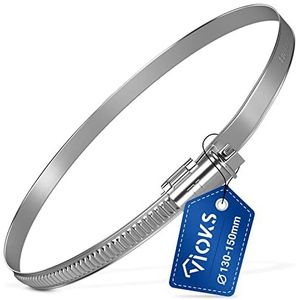 VIOKS Slangklem, diameter 130-150 mm, roestvrij staal, buisklem, 150 mm ventilatiebuis, wasmachine, slangklem, klem voor zwembadslang, slangbevestiging, afvoerslang, 130 mm