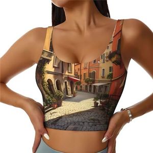 Italiaanse Street Print Casual Wear Vrouwen Sport Vest Yoga Vest Workout Vest Voor Vrouwen Lichtgewicht Trendy, Zwart, S