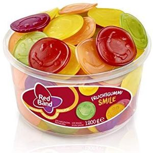 Red Band Fruit gum Smile - grootverpakking: 1x1200g blik - wijngom - vruchtensmaak - vijf en smaken - Nederlandse kwaliteit