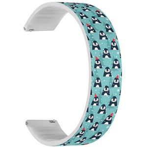 Solo Loop band compatibel met Garmin Venu/Venu 2 Plus/Sq/Sq Music/Sq 2/Sq 2 Music (Pinguïns dennenbomen), snelsluiting, 20 mm elastisch siliconen bandje, accessoire, Siliconen, Geen edelsteen