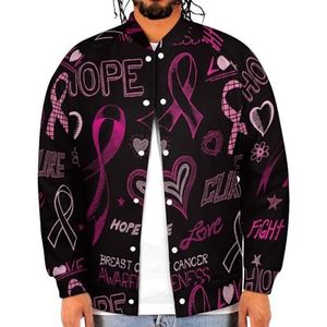 Hoop Roze Lint Borstkanker Bewustzijn Grappige Mannen Baseball Jacket Gedrukt Jas Zachte Sweatshirt Voor Lente Herfst