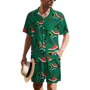 Love South_Africa Mexico Hawaïaans pak voor heren, set van 2 stuks, strandoutfit, shirt en korte broek, bijpassende set