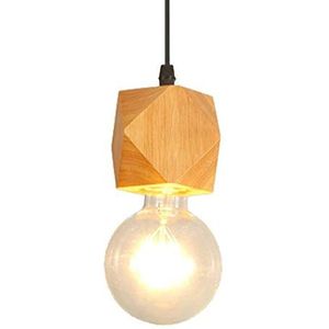 Mengjay Houten hanglamp, hanglamp, E27, plafondlamp, geometrische industriële hanglamp voor eetkamer/woonkamer/kantoor/café (D)
