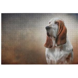 Hond Basset Hound, puzzels 1000 stukjes houten puzzel speelgoed familiespel wanddecoratie
