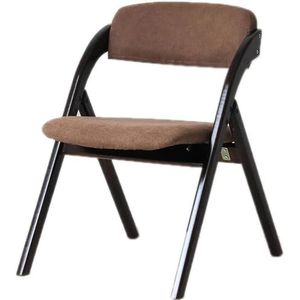 GEIRONV Massief houten opvouwbare stoel, nordic stoel kantoor stapelbare volwassen stoel donkerbruin frame thuis rugleuning stoel opvouwbaar dineren Eetstoelen ( Color : Brown Cloth , Size : 91*52*60c