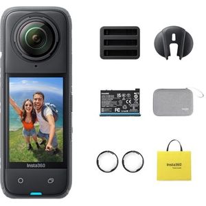 Insta360 X4 Adventure Bundle, waterdichte 8K 360 actiecamera, 4K groothoekvideo, onzichtbare selfiestick-effect, verwijderbare lensbeschermers, batterijduur 135 min, AI-editing, stabilisatie