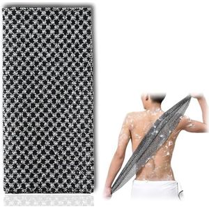 Japanse exfoliërende handdoek, 1 stuk extra lang exfoliërend washandje, exfoliërende bodyscrub, loofah rugscrubber, voor mannen en vrouwen, scrubben borstel loofah scrub (zwart)