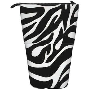 Evengigy Zebra Print Leuke Etui met Zip Verstelbare Stand Potlood Houder Grappige Make-up Tas, Zwart, Eén maat, Tas Organizer