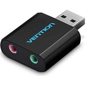 VENTION USB Externe Geluidskaart, USB naar Dubbel Jack Adapter met Microfoon, USB 2.0 naar 3.5mm Aux TRRS Female Adapter voor Laptop, PC, PS4, Hoofdtelefoon, en Macbook