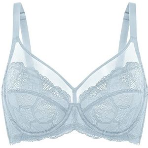 DOBREVA Dames Kant Minimizer BH met beugel Grote Borsten Sexy Volledige cups Ongevoerd Arctisch Blauw 75E