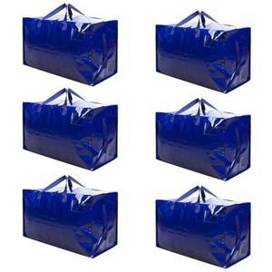 Verhuistassen met ritsen, zware verhuisdozen met rugzakriemen, sterke handgrepen, extra grote opbergzakken benodigdheden voor ruimtebesparing, kledingopslag deken opslag, plat vouwen, reizen (blauw, 6