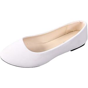Dames ballerina's pumps, comfortabele Dolly schoenen dames suède puntige teen bruids platte schoenen slip on comfort wandelen ballerina schoenen, Wit, 37 EU